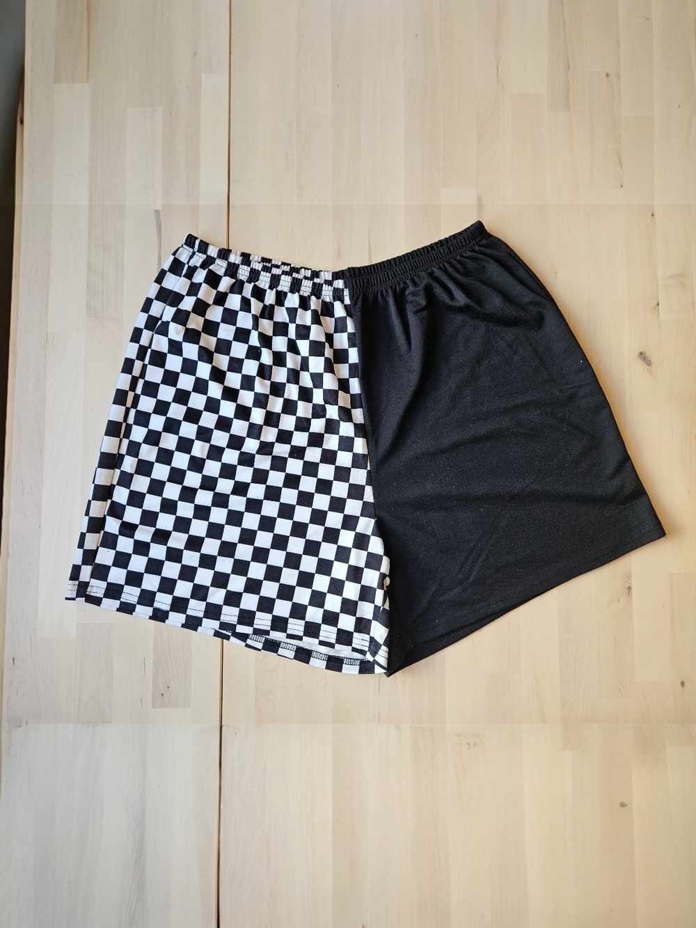 Black & White Split Gingham Checkered Shorts Ultra High Waisted Goth Alternative